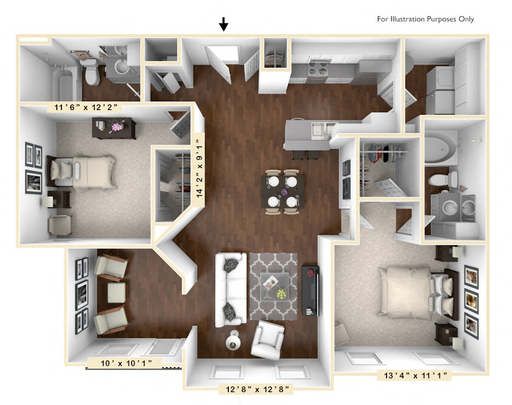 The Rodeo - 2 BR 2 BA Floor Plan at The Avenue at Polaris Apartments, Columbus, Ohio